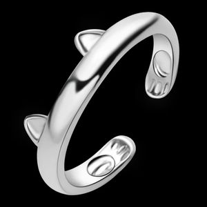Silver Cat Ears & Paw Ring New!